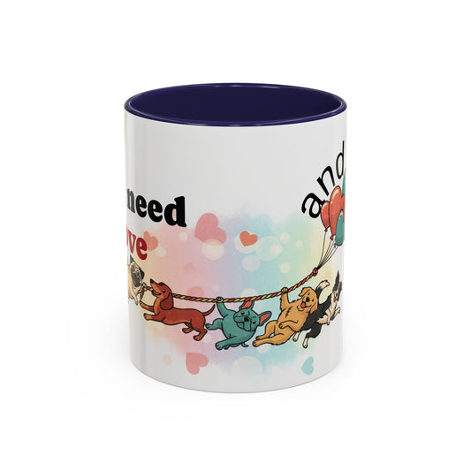 Valentine Dogs Tug-of-Love Mug — Playful Pop-Art Heart Balloons
