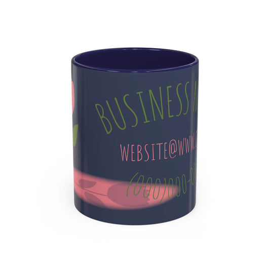 Custom Business Coffee Mug — Personalized Floral Accent Mug with Website & Contact