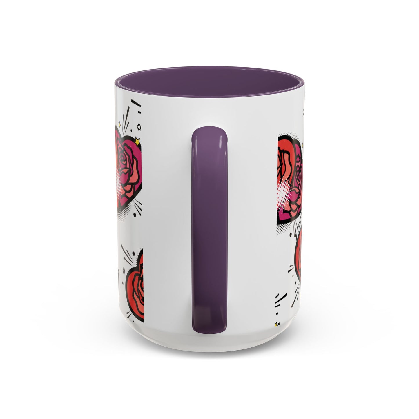 Rose Heart Accent Coffee Mug — Retro Pop Floral Design (11/15 oz)