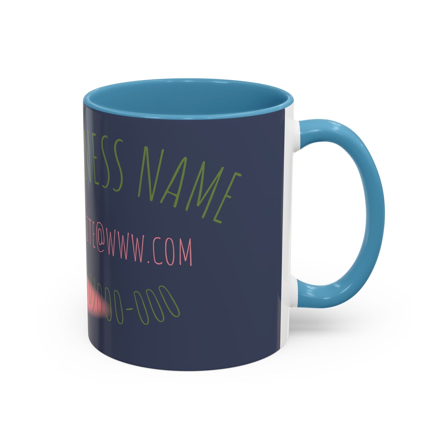 Custom Business Coffee Mug — Personalized Floral Accent Mug with Website & Contact