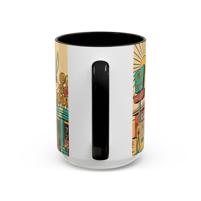 Route 66 Seligman Retro Pop Art Coffee Mug — Vintage Desert Roadside Design (11/15oz)