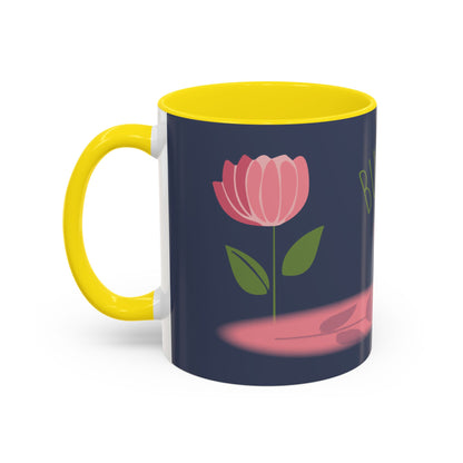Custom Business Coffee Mug — Personalized Floral Accent Mug with Website & Contact