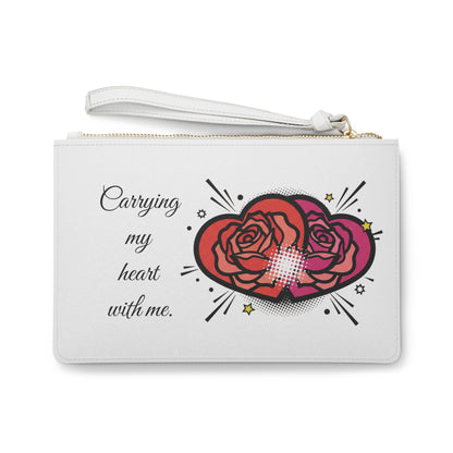 Rose Pattern Clutch Bag – Floral Cosmetic Wristlet for Women