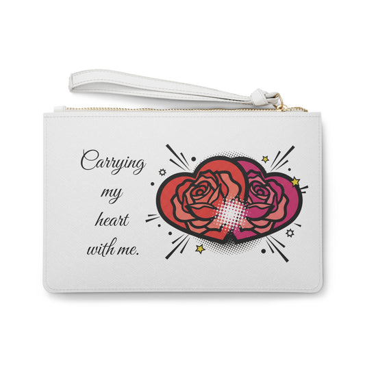 Rose Pattern Clutch Bag – Floral Cosmetic Wristlet for Women