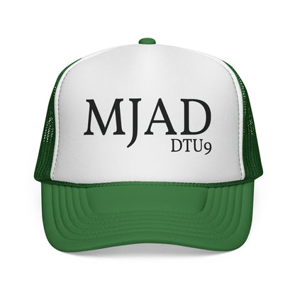 MJAD DTU9 Trucker Cap — Vintage Script Retro Mesh Baseball Hat