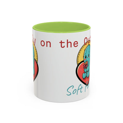 Prickly on the Outside, Soft for You Accent Coffee Mug — Cute Cactus Ceramic Mug (11/15 oz)