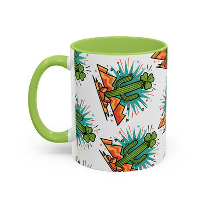 Arizona Shamrock Cactus Mug — Retro Pop Art St. Patrick’s Day Coffee Cup (11/15oz)