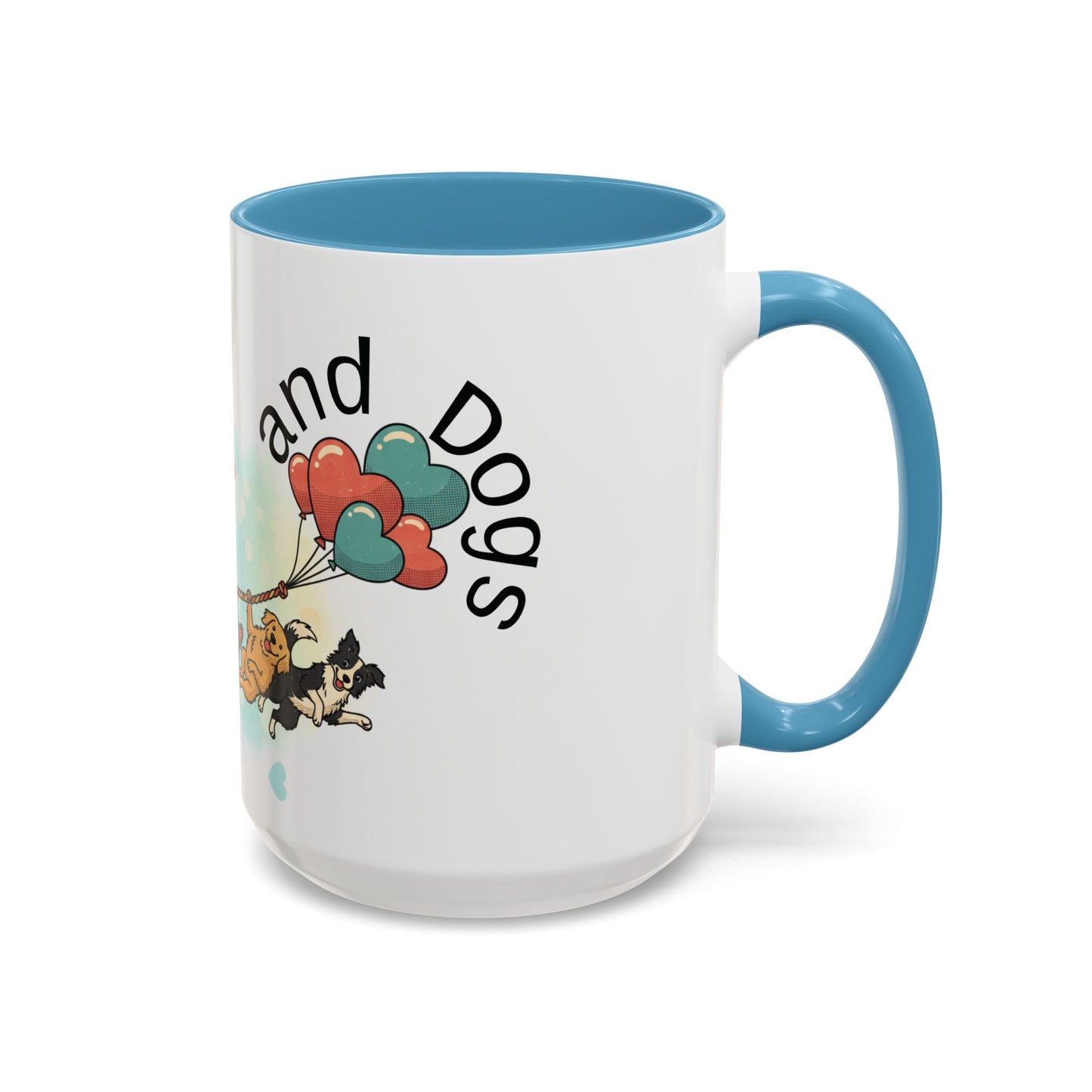 Valentine Dogs Tug-of-Love Mug — Playful Pop-Art Heart Balloons