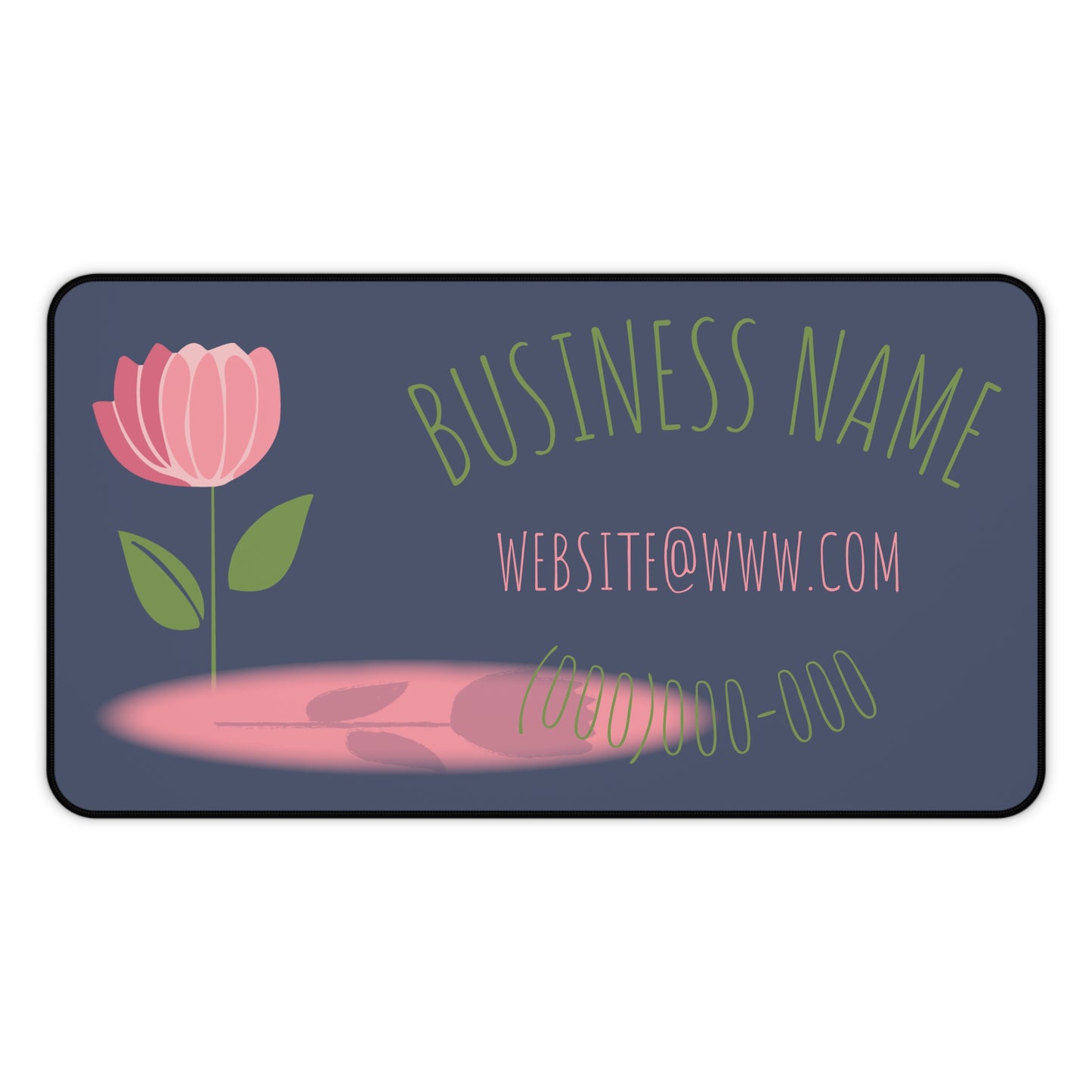 Floral Business Desk Mat — Customizable Logo, Contact Info Mouse Pad