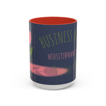 Custom Business Coffee Mug — Personalized Floral Accent Mug with Website & Contact
