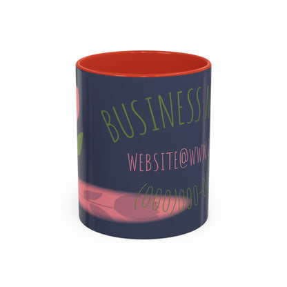 Custom Business Coffee Mug — Personalized Floral Accent Mug with Website & Contact
