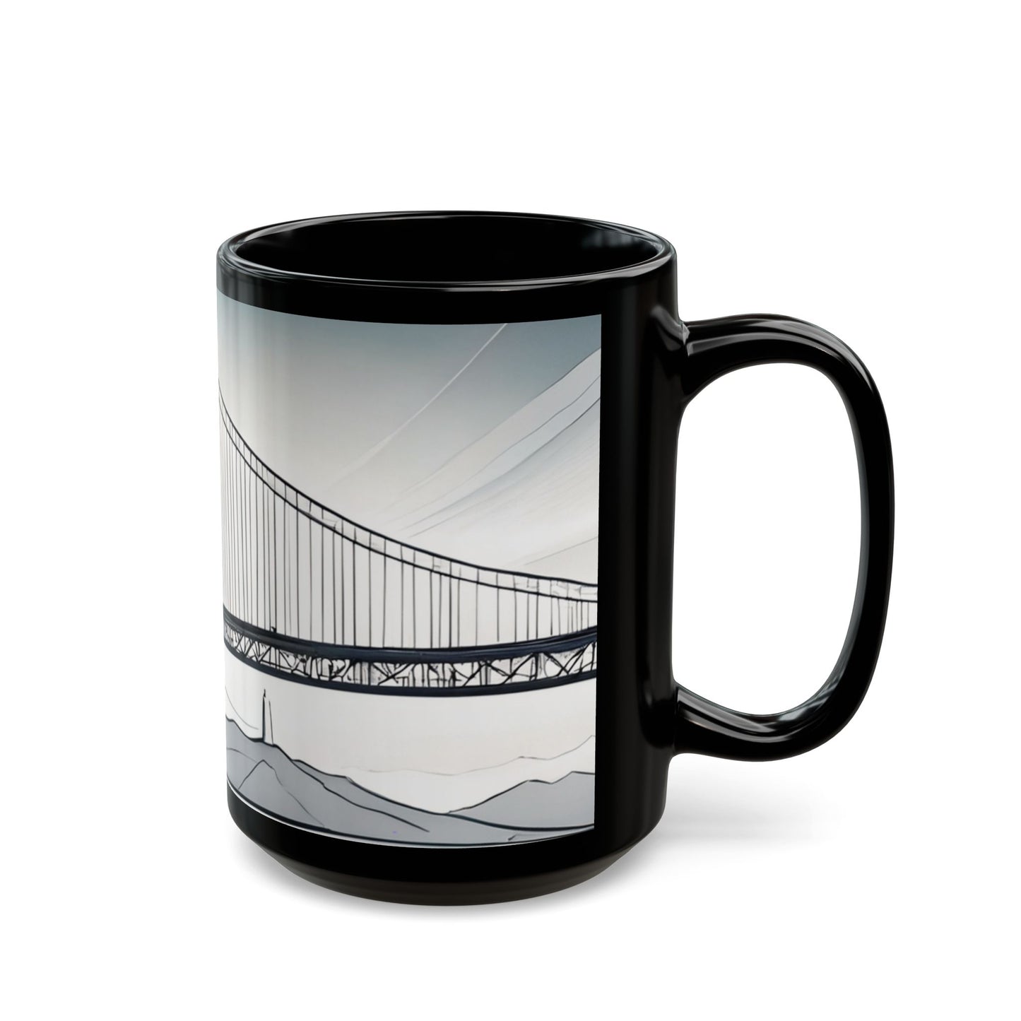 Stylish Bridge Mug | Modern Coffee Cup, Gift for Tea Lovers, Unique Home Decor, Office Mug, Art Print Drinkware