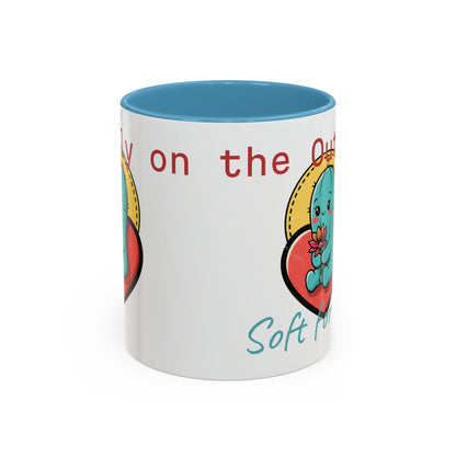 Prickly on the Outside, Soft for You Accent Coffee Mug — Cute Cactus Ceramic Mug (11/15 oz)