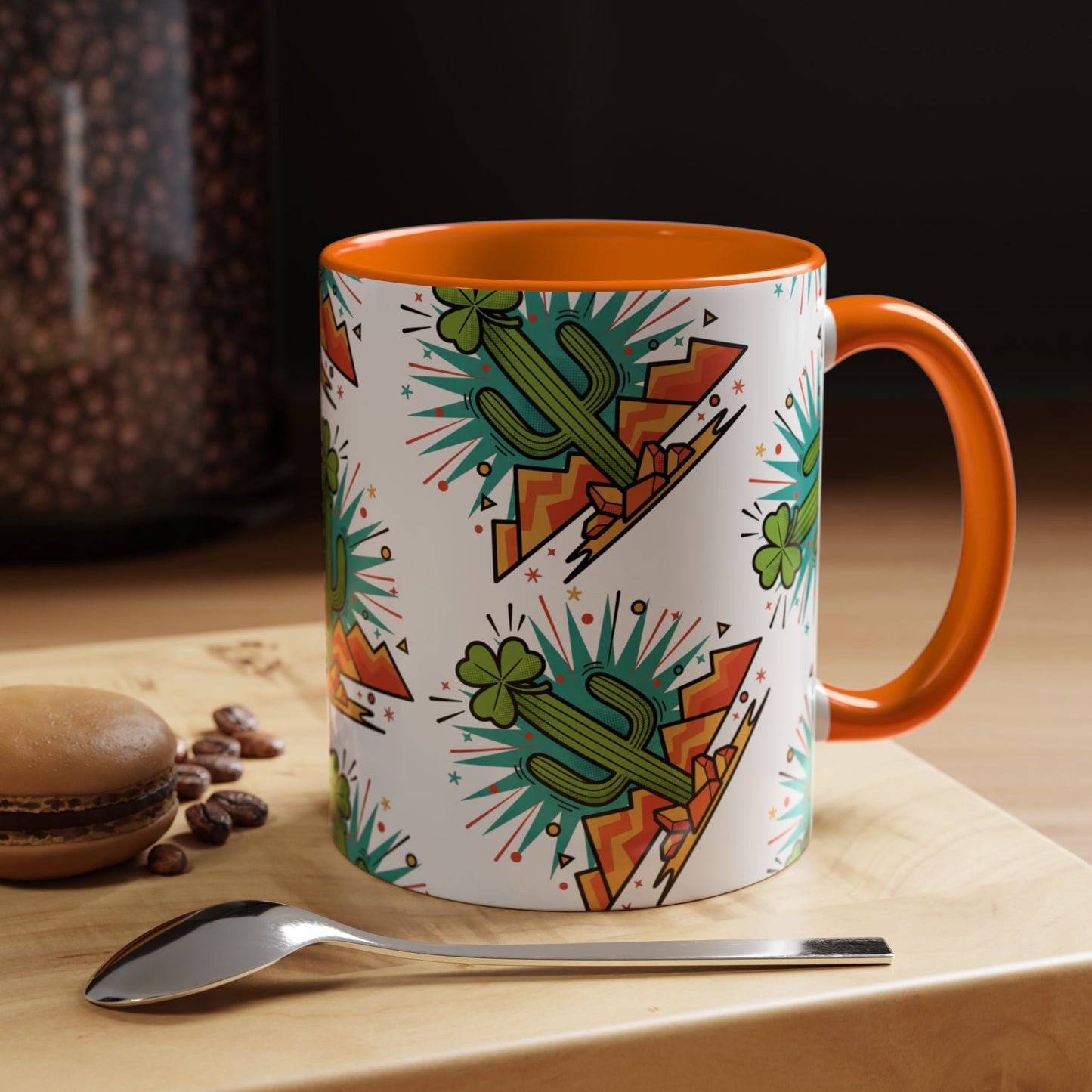 Arizona Shamrock Cactus Mug — Retro Pop Art St. Patrick’s Day Coffee Cup (11/15oz)