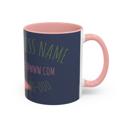 Custom Business Coffee Mug — Personalized Floral Accent Mug with Website & Contact