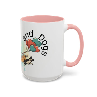 Valentine Dogs Tug-of-Love Mug — Playful Pop-Art Heart Balloons
