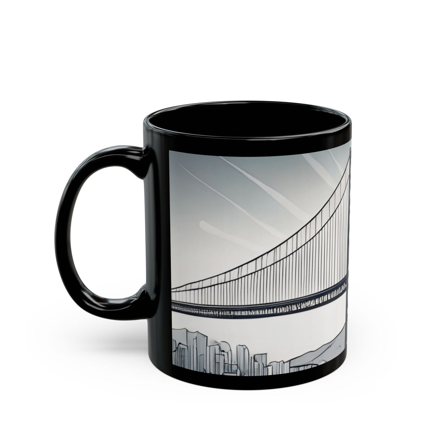 Stylish Bridge Mug | Modern Coffee Cup, Gift for Tea Lovers, Unique Home Decor, Office Mug, Art Print Drinkware