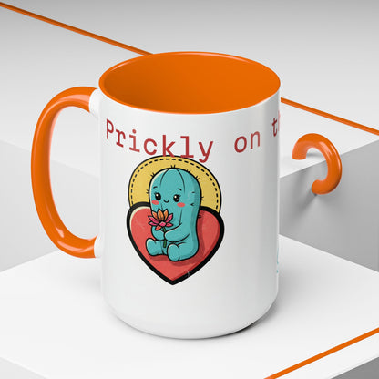 Prickly on the Outside, Soft for You Accent Coffee Mug — Cute Cactus Ceramic Mug (11/15 oz)