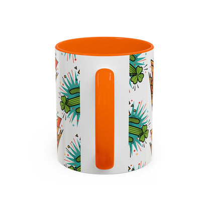 Arizona Shamrock Cactus Mug — Retro Pop Art St. Patrick’s Day Coffee Cup (11/15oz)