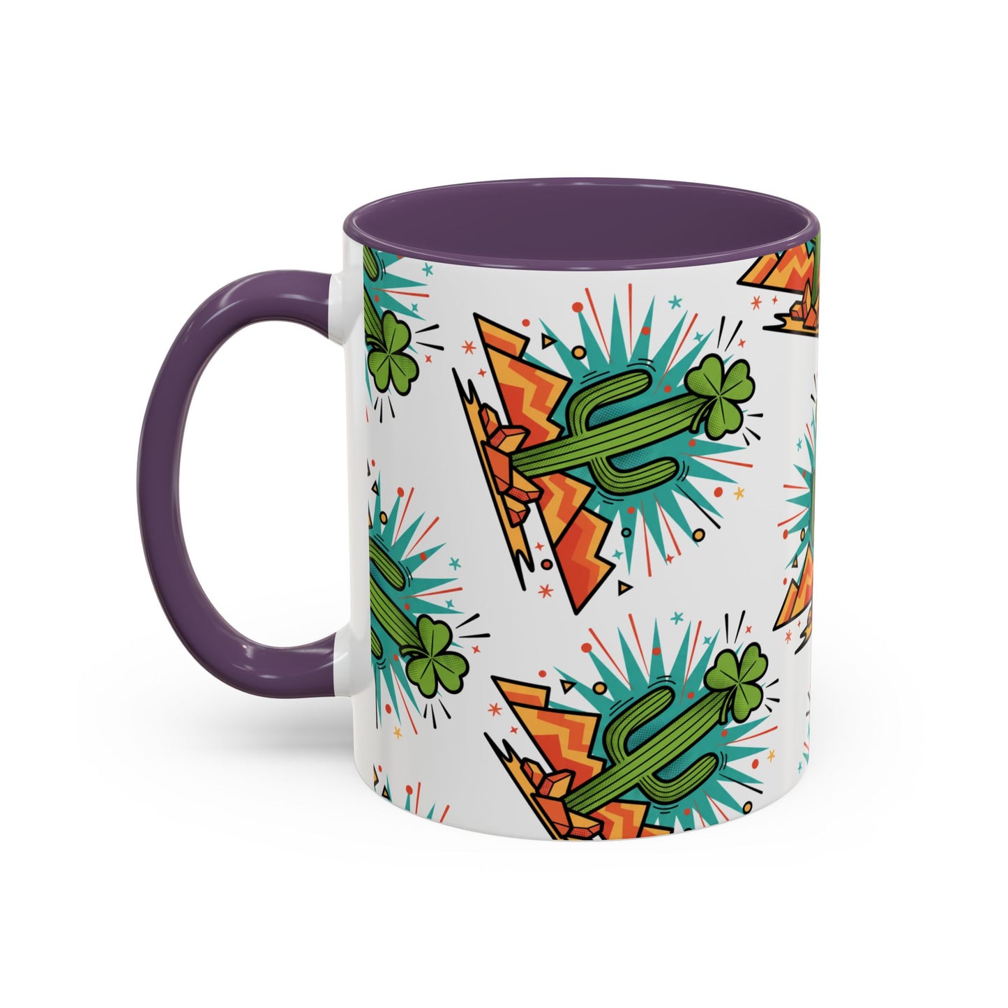 Arizona Shamrock Cactus Mug — Retro Pop Art St. Patrick’s Day Coffee Cup (11/15oz)