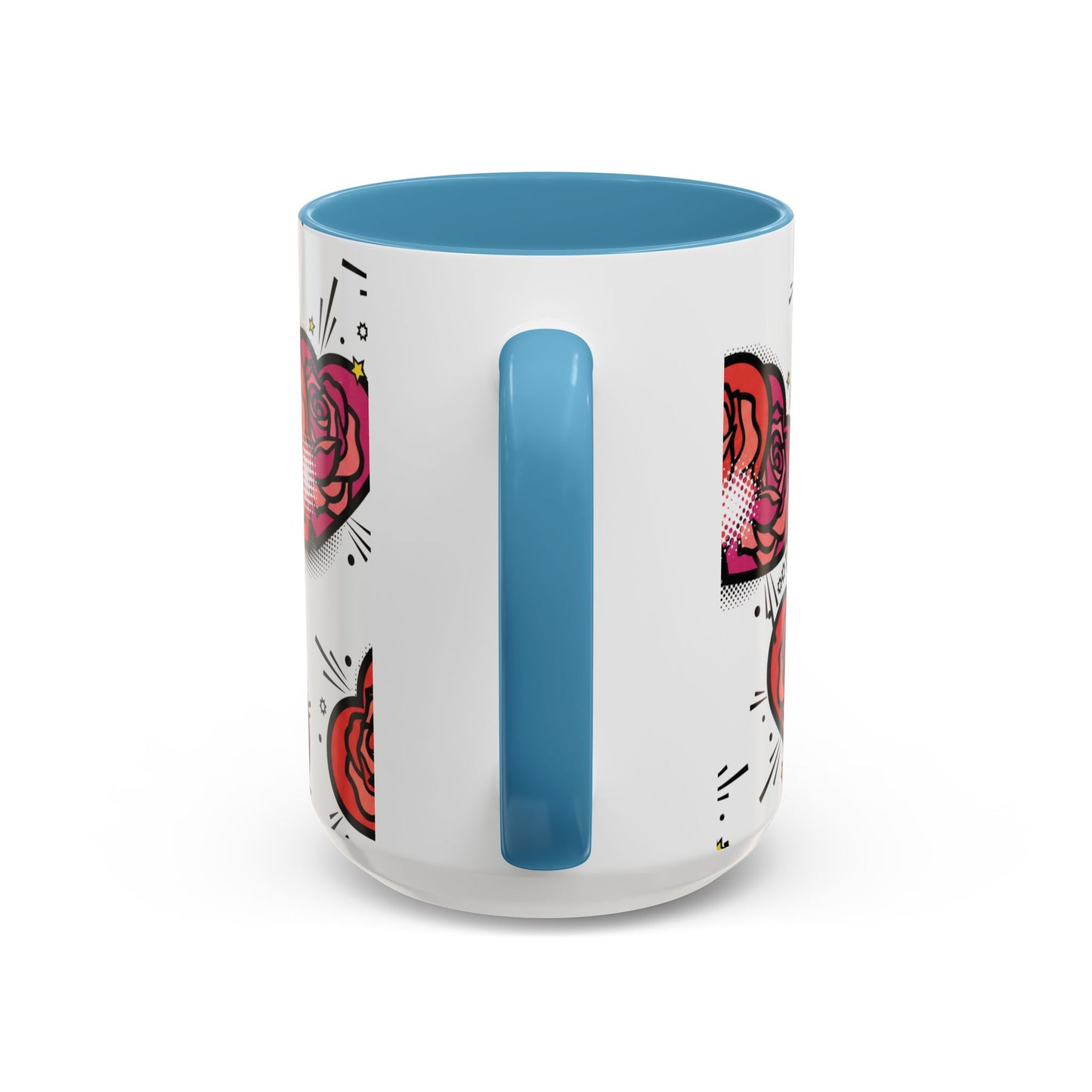 Rose Heart Accent Coffee Mug — Retro Pop Floral Design (11/15 oz)