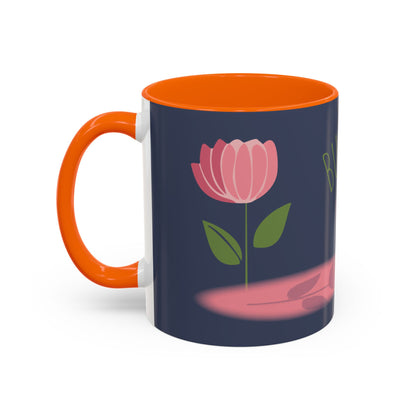 Custom Business Coffee Mug — Personalized Floral Accent Mug with Website & Contact