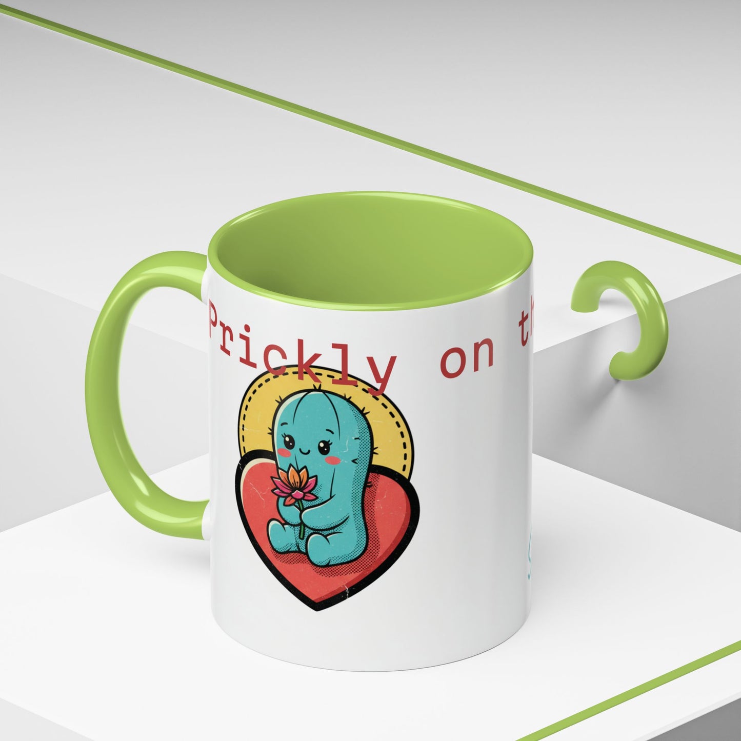 Prickly on the Outside, Soft for You Accent Coffee Mug — Cute Cactus Ceramic Mug (11/15 oz)