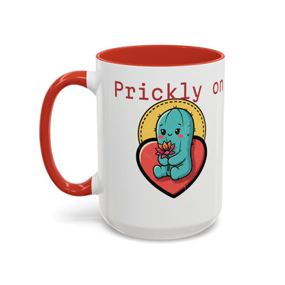 Prickly on the Outside, Soft for You Accent Coffee Mug — Cute Cactus Ceramic Mug (11/15 oz)