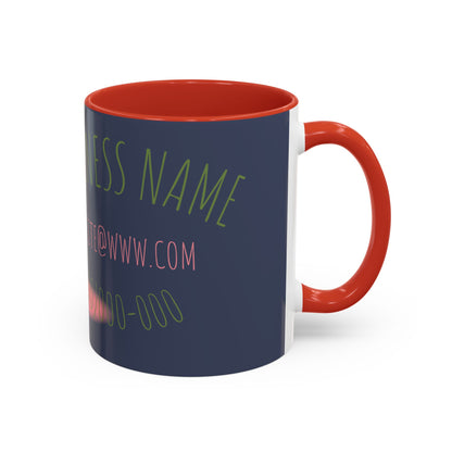 Custom Business Coffee Mug — Personalized Floral Accent Mug with Website & Contact