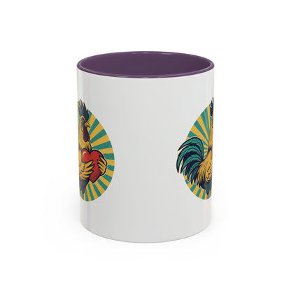 Rooster That Holds My Heart Coffee Mug — Retro Adult Humor (11/15oz)