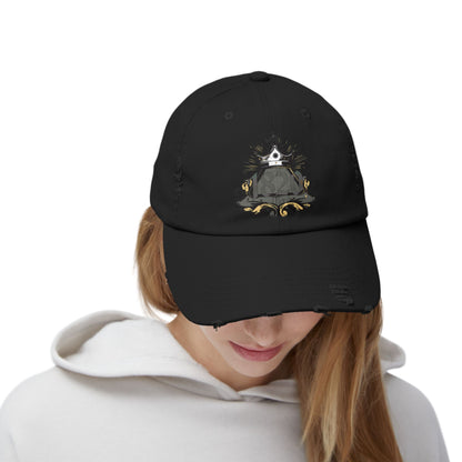 "1820" Distressed Baseball Cap with Gothic Crest Design