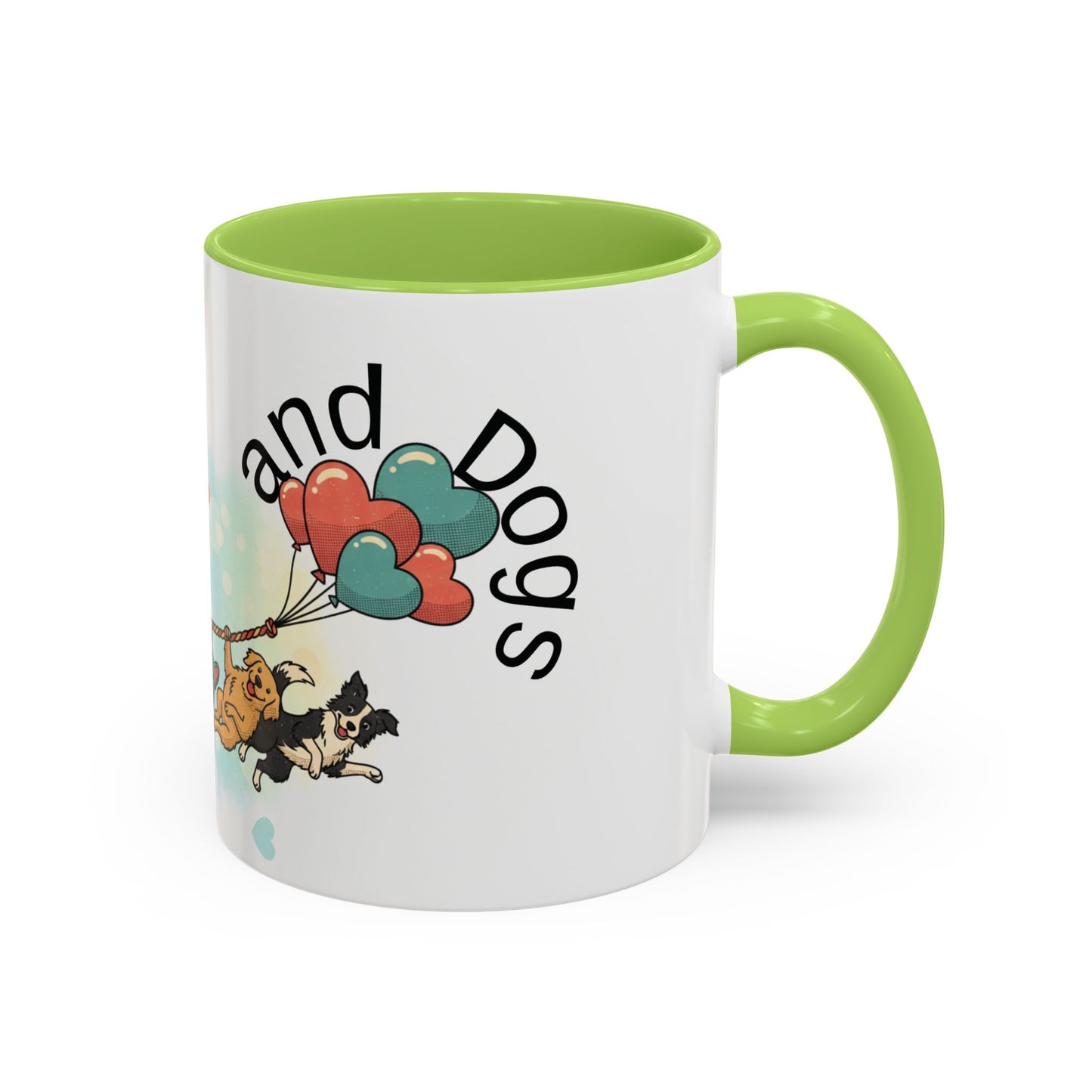 Valentine Dogs Tug-of-Love Mug — Playful Pop-Art Heart Balloons