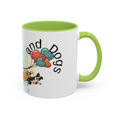 Valentine Dogs Tug-of-Love Mug — Playful Pop-Art Heart Balloons