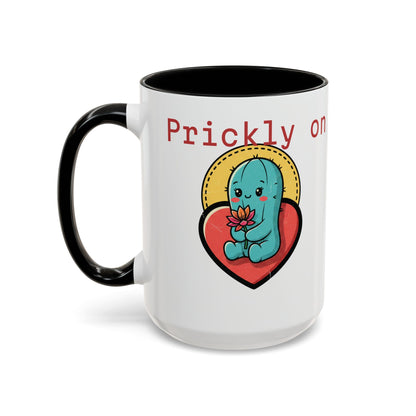 Prickly on the Outside, Soft for You Accent Coffee Mug — Cute Cactus Ceramic Mug (11/15 oz)