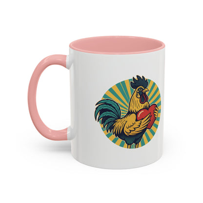 Rooster That Holds My Heart Coffee Mug — Retro Adult Humor (11/15oz)