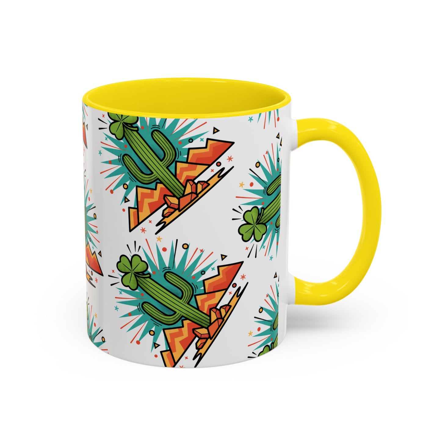 Arizona Shamrock Cactus Mug — Retro Pop Art St. Patrick’s Day Coffee Cup (11/15oz)