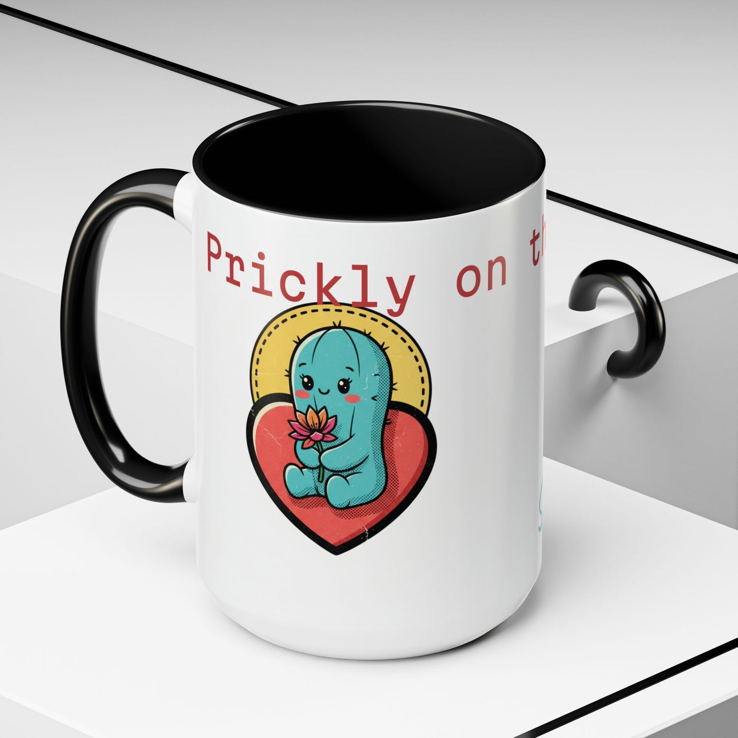 Prickly on the Outside, Soft for You Accent Coffee Mug — Cute Cactus Ceramic Mug (11/15 oz)