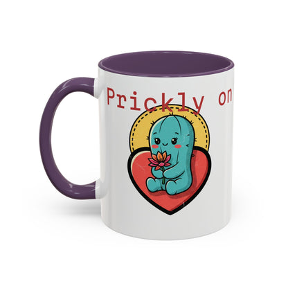 Prickly on the Outside, Soft for You Accent Coffee Mug — Cute Cactus Ceramic Mug (11/15 oz)
