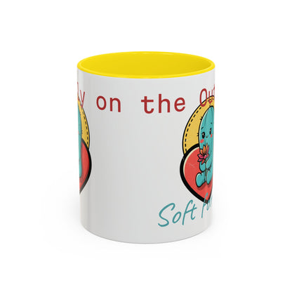Prickly on the Outside, Soft for You Accent Coffee Mug — Cute Cactus Ceramic Mug (11/15 oz)