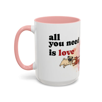 Valentine Dogs Tug-of-Love Mug — Playful Pop-Art Heart Balloons