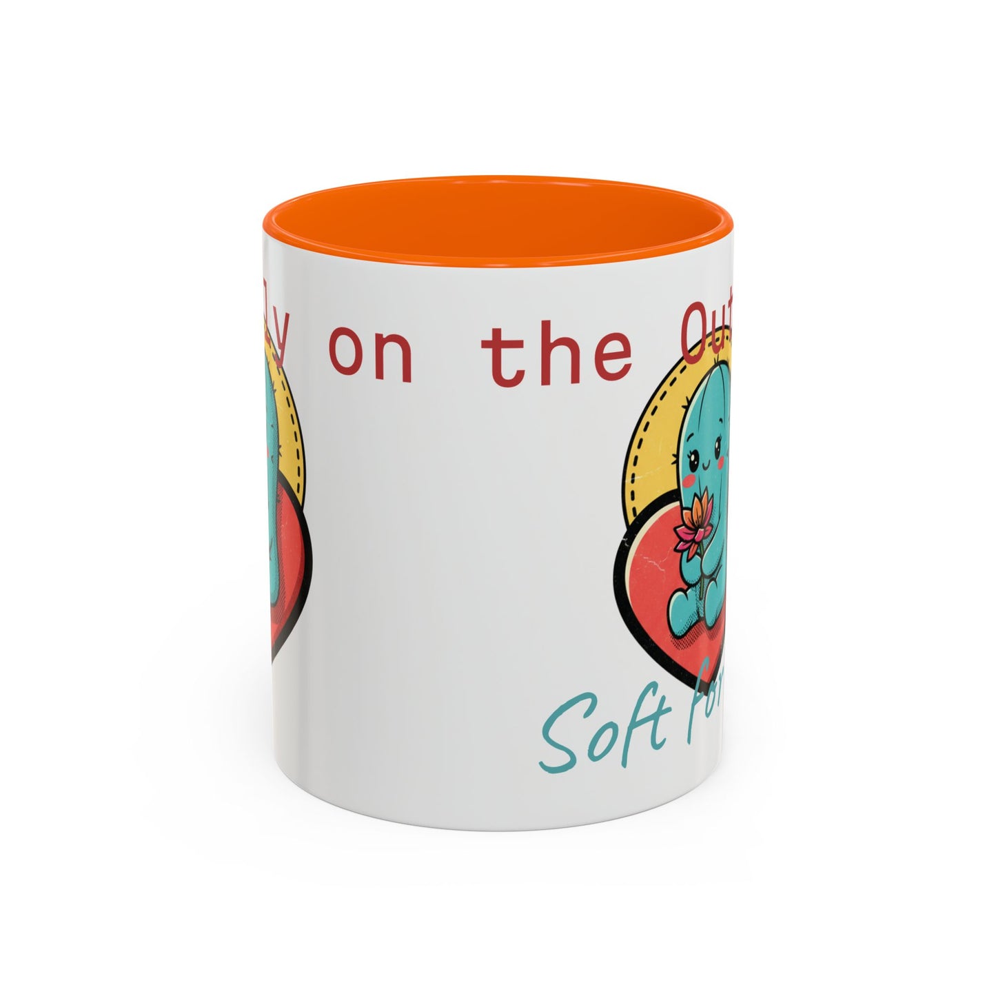 Prickly on the Outside, Soft for You Accent Coffee Mug — Cute Cactus Ceramic Mug (11/15 oz)