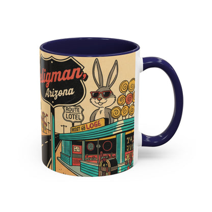 Route 66 Seligman Retro Pop Art Coffee Mug — Vintage Desert Roadside Design (11/15oz)