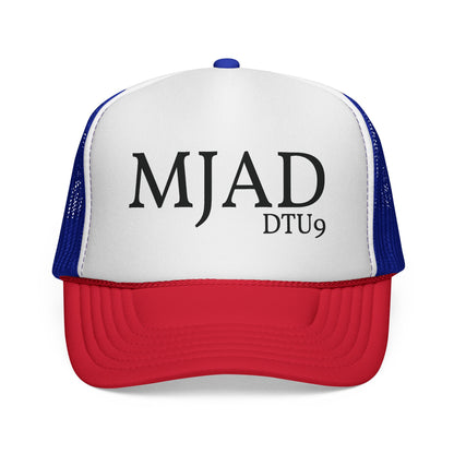 MJAD DTU9 Trucker Cap — Vintage Script Retro Mesh Baseball Hat