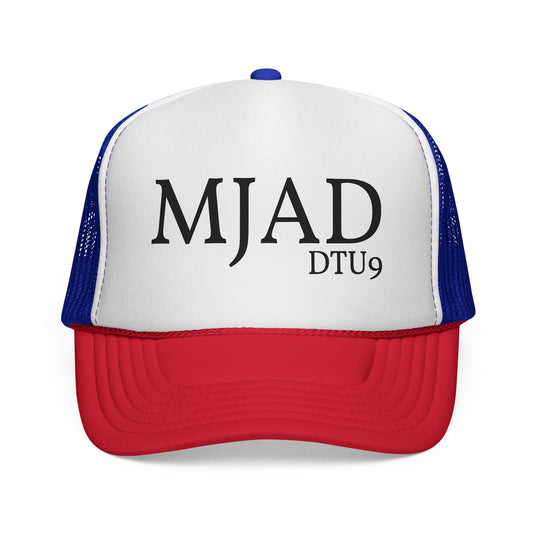 MJAD DTU9 Trucker Cap — Vintage Script Retro Mesh Baseball Hat