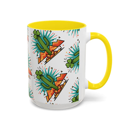 Arizona Shamrock Cactus Mug — Retro Pop Art St. Patrick’s Day Coffee Cup (11/15oz)