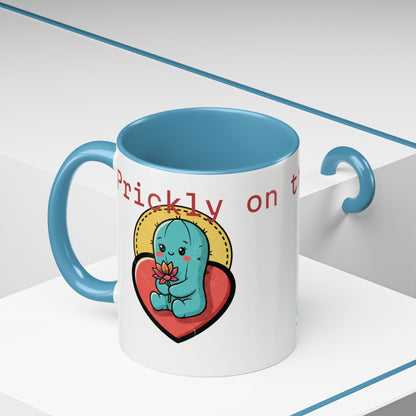 Prickly on the Outside, Soft for You Accent Coffee Mug — Cute Cactus Ceramic Mug (11/15 oz)