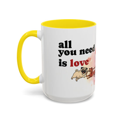 Valentine Dogs Tug-of-Love Mug — Playful Pop-Art Heart Balloons