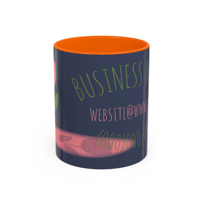 Custom Business Coffee Mug — Personalized Floral Accent Mug with Website & Contact