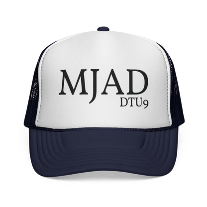 MJAD DTU9 Trucker Cap — Vintage Script Retro Mesh Baseball Hat