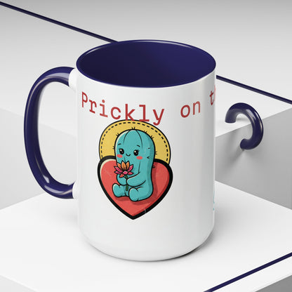 Prickly on the Outside, Soft for You Accent Coffee Mug — Cute Cactus Ceramic Mug (11/15 oz)